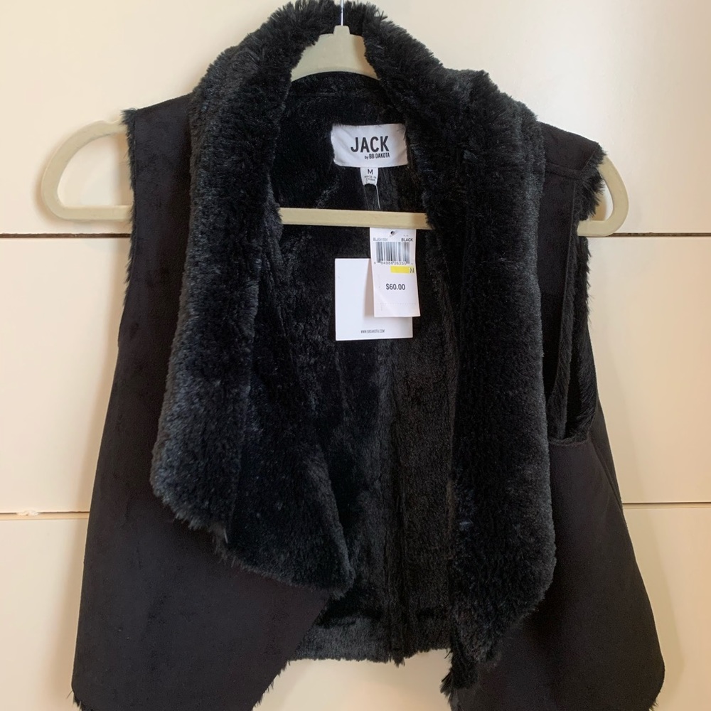 BB Dakota Jack Black Suede/Faux Fur Vest